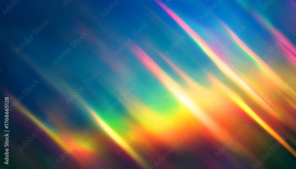 Obraz premium Blurred Refraction Light Texture Overlay Effect Holographic Rainbow Background