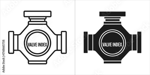 Two icons of a valve index, one black and white outline, the other solid black