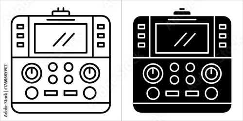 Portable power station icon in outline and solid style