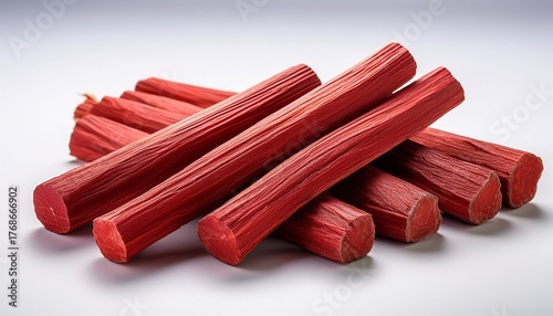 Red Sandalwood Sticks Arranged In A Bundle On A Clean White Background