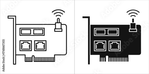 Network interface card with wifi antenna and ethernet ports