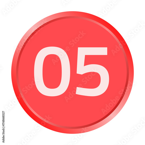 The number "05" white font is printed inside a red circle.