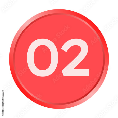 The number "02" white font is printed inside a red circle.