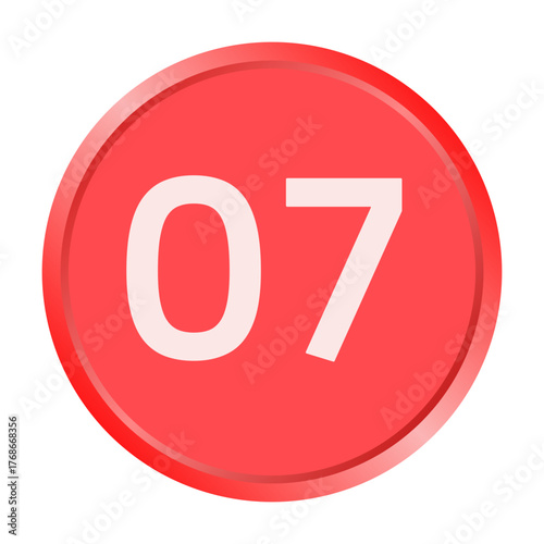 The number "07" white font is printed inside a red circle.