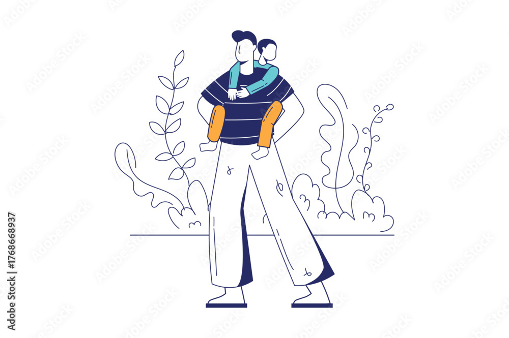 Fototapeta premium Each illustration is outlined with clean lines and includes subtle decorative elements like plants or icons (e.g., money, books, or hearts). The image is ideal for use in Adobe Stock as a versatile se