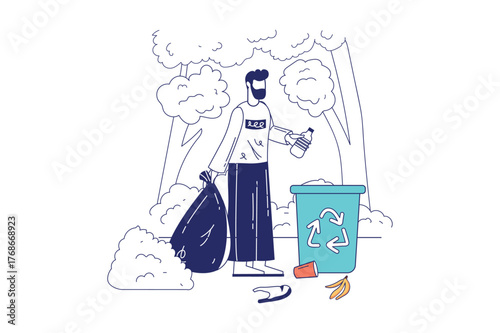 Each illustration is outlined with clean lines and includes subtle decorative elements like plants or icons (e.g., money, books, or hearts). The image is ideal for use in Adobe Stock as a versatile se