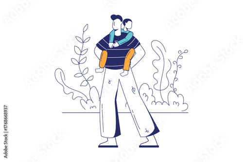 Each illustration is outlined with clean lines and includes subtle decorative elements like plants or icons (e.g., money, books, or hearts). The image is ideal for use in Adobe Stock as a versatile se