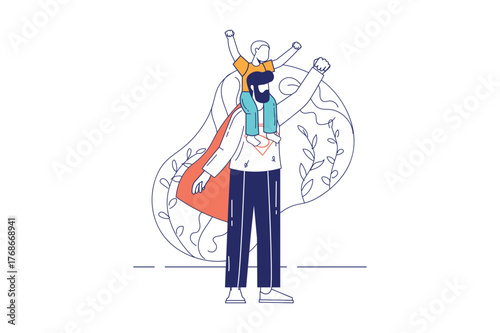 Each illustration is outlined with clean lines and includes subtle decorative elements like plants or icons (e.g., money, books, or hearts). The image is ideal for use in Adobe Stock as a versatile se