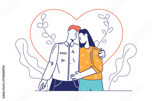 Each illustration is outlined with clean lines and includes subtle decorative elements like plants or icons (e.g., money, books, or hearts). The image is ideal for use in Adobe Stock as a versatile se