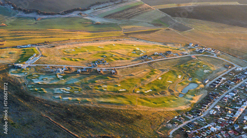 Wallpaper Mural view of the village of Maly Slavkov with a golf course in autumn from a balloon Torontodigital.ca