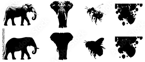 set of silhouettes of animals