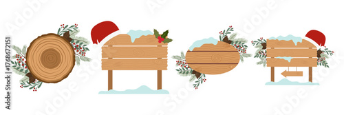 Christmas Direction Signs with Wintery Decor and Festive Arrows Set