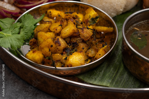Close up of South Indian potato curry