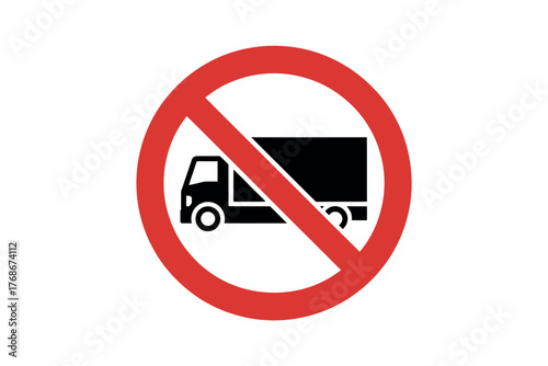 A prohibition sign indicating that trucks are not allowed on this road.