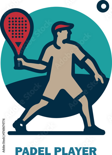 Padel player logo icon vector white background .