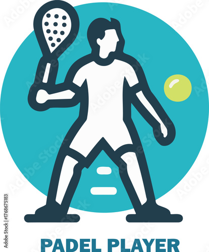 Padel player logo icon vector white background .