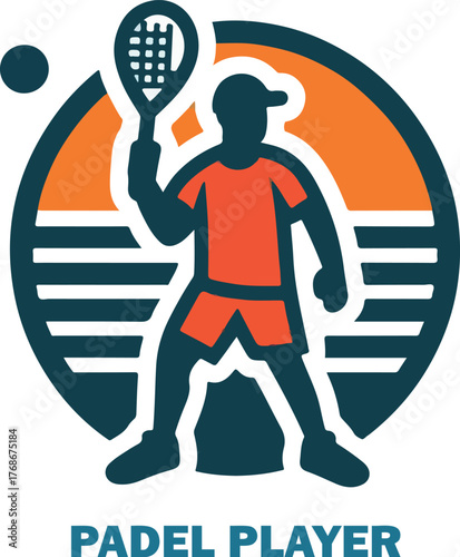 Padel player logo icon vector white background .