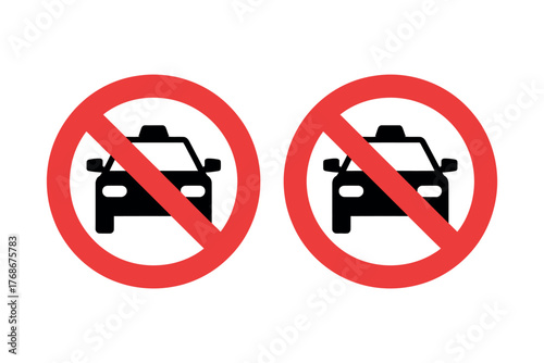 Two identical no taxi signs are displayed prominently on a white background.