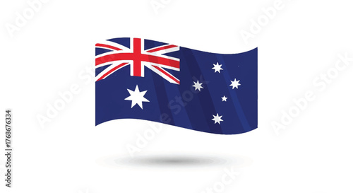 A vector illustration of the Australian national flag waving, featuring the Union Jack and Southern Cross.