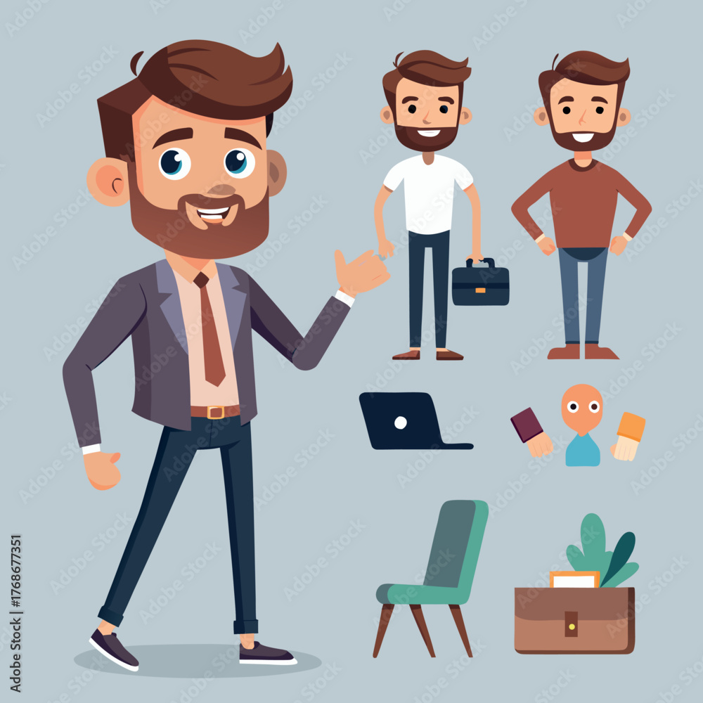 Obraz premium Versatile man character generator bundle with walking animation options