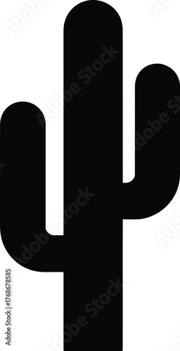 Minimalist black silhouette of a tall cactus