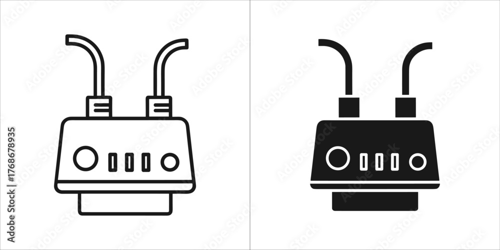 Obraz premium Black line dental curing light icon dental equipment vector illustration