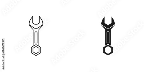 Wrench icon set spanner symbol repair tool sign vector illustration