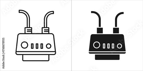 Black line dental curing light icon dental equipment vector illustration