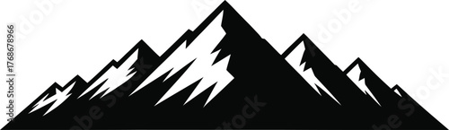 Black silhouette of a majestic mountain range landscape
