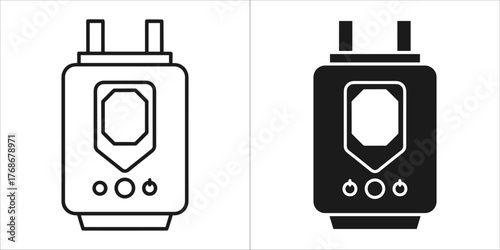 Black water heater icon boiler appliance for heating water vector