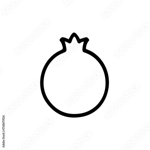 Pomegranate Line Vector Icon. Pomegranate fruit drawn in a clean outline vector design. Suitable for superfood product labels, antioxidant branding, and healthy living graphics. Transparent background
