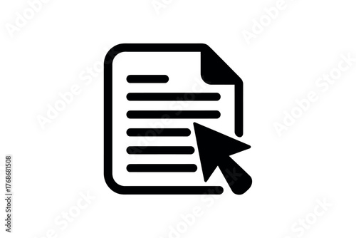 Clicking on a document icon with a cursor, representing digital document interaction.