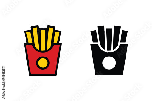 fast food fries vector icons outline and solid silhouette editable ai eps svg for designers