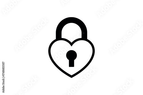 A black heart-shaped padlock symbol is displayed on a white background.