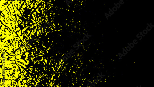 A striking background showcases an effect of dirt and wear noise, blending dark textures with vibrant yellow hues. The overall aesthetic creates a sense of depth and visual interest.