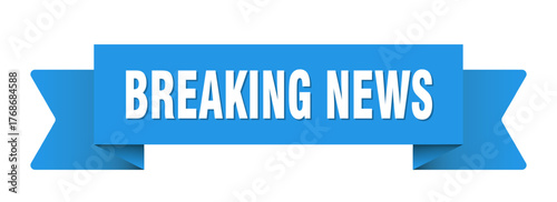 breaking news ribbon isolated on transparent background. breaking news ribbon