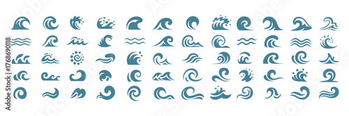 Vector Water Set: Ocean Wave Icon Collection, Design Element Pack