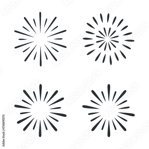 Set Isolated Sunburst Explosion Sunshine Rays Graphic Vectors