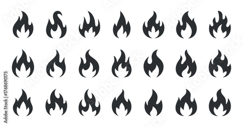 Flame Icons Vector Set: Fire Graphic Elements for Design