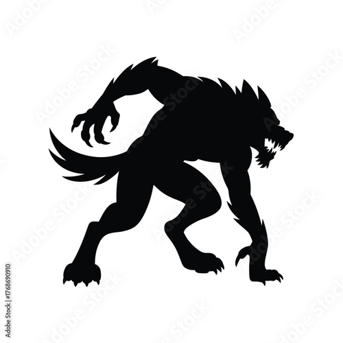 Silhouette of a menacing werewolf in a crouched stance