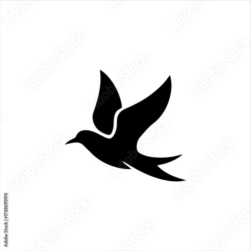 Bird silhouettes solid black shapes white background vector style
