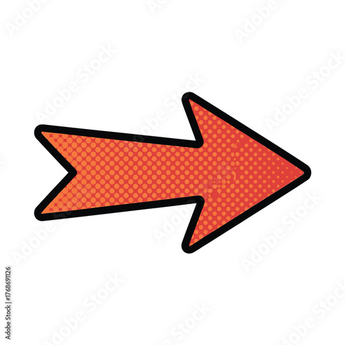 Bright orange comic style arrow pointing to the right