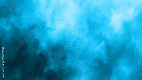 Abstract bright turquoise and deep teal blue watercolor background with soft, blended edges. Sky or water aesthetic perfect for peaceful, oceanic, or artistic digital design.