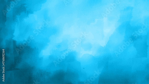 Abstract bright turquoise and deep teal blue watercolor background with soft, blended edges. Sky or water aesthetic perfect for peaceful, oceanic, or artistic digital design.