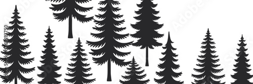 Black and white abstract vector background with trees and nature elements