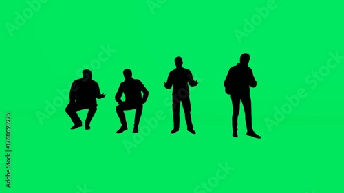 A group of people standing in front green screen animated chromakey background emotion composition motion gesture elements figure creative cartoonish backgrounds scene frame design