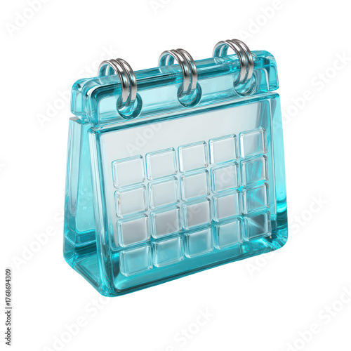 3D Glossy  Calendar Icon isolated on transparent background