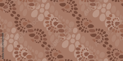 Seamless pattern of abstract organic shapes and dots in various shades of brown and beige
