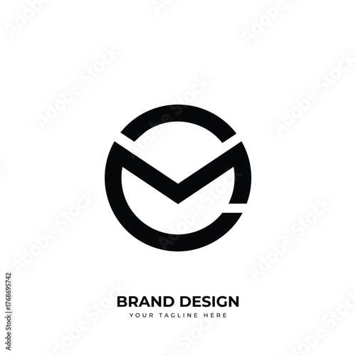 Letter Cm or Mc circle shape simple monogram logo