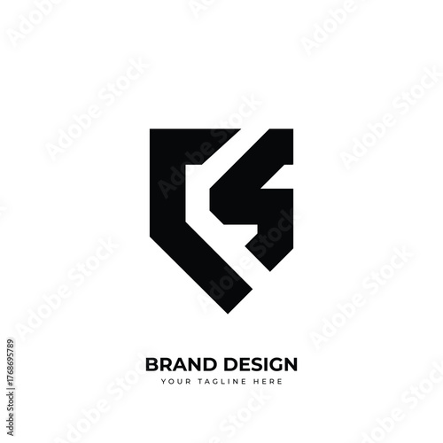 Letter Cs or Sc initial polygon shape simple logo